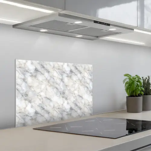 Grijs - Marmer - Gedetailleerd keuken achterwand spatscherm klein 900 -3d_schuin