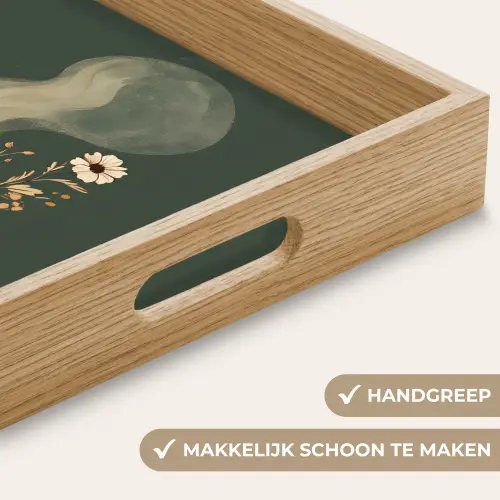 Kop - Bloemen - Groen - Koffie Dienblad Rechthoek middel -USP_HandgreepNL