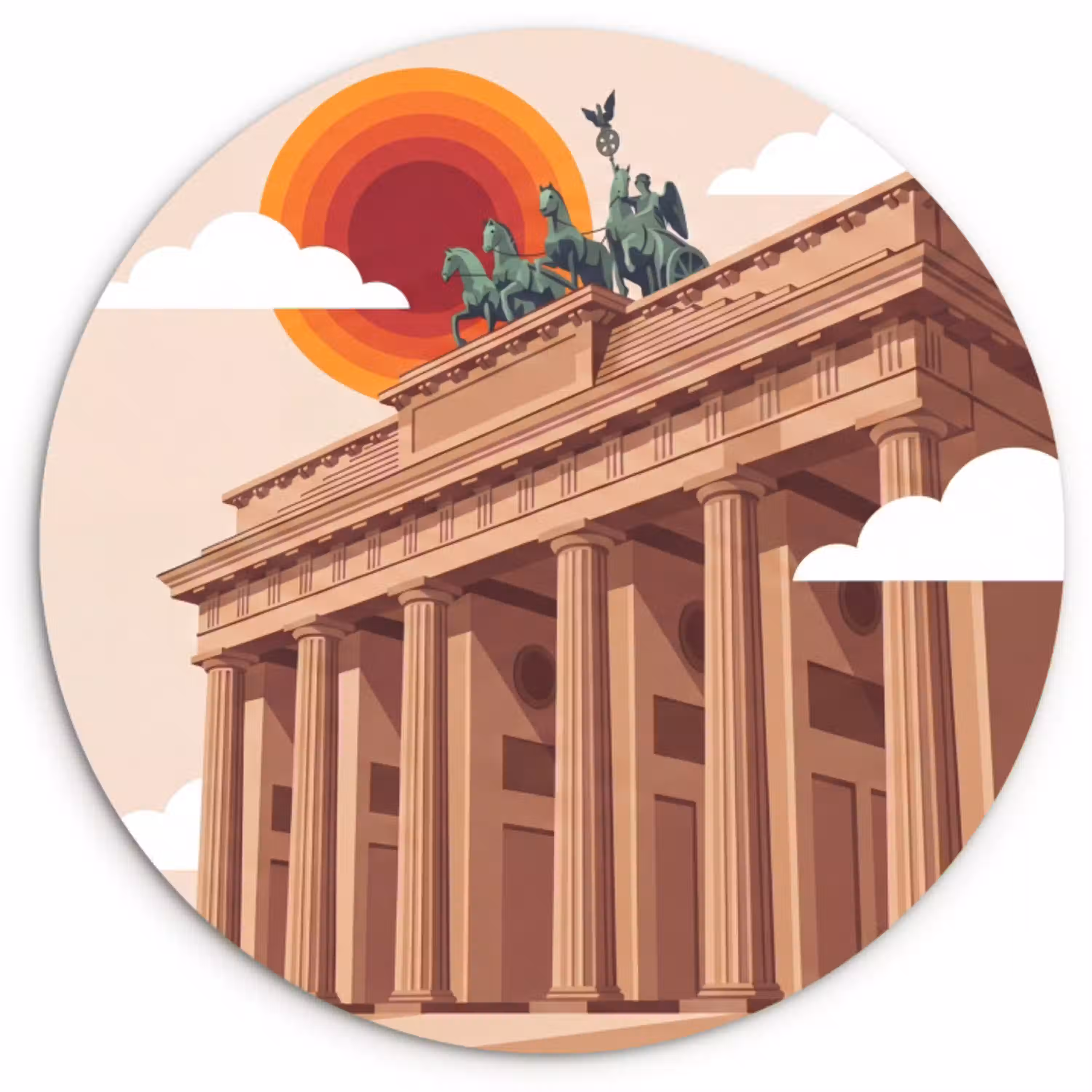 Architectuur - Brandenburg - Berlijn - Zonsondergang - Historisch Wandcirkel kunststof plaat 5mm dik klein -3d