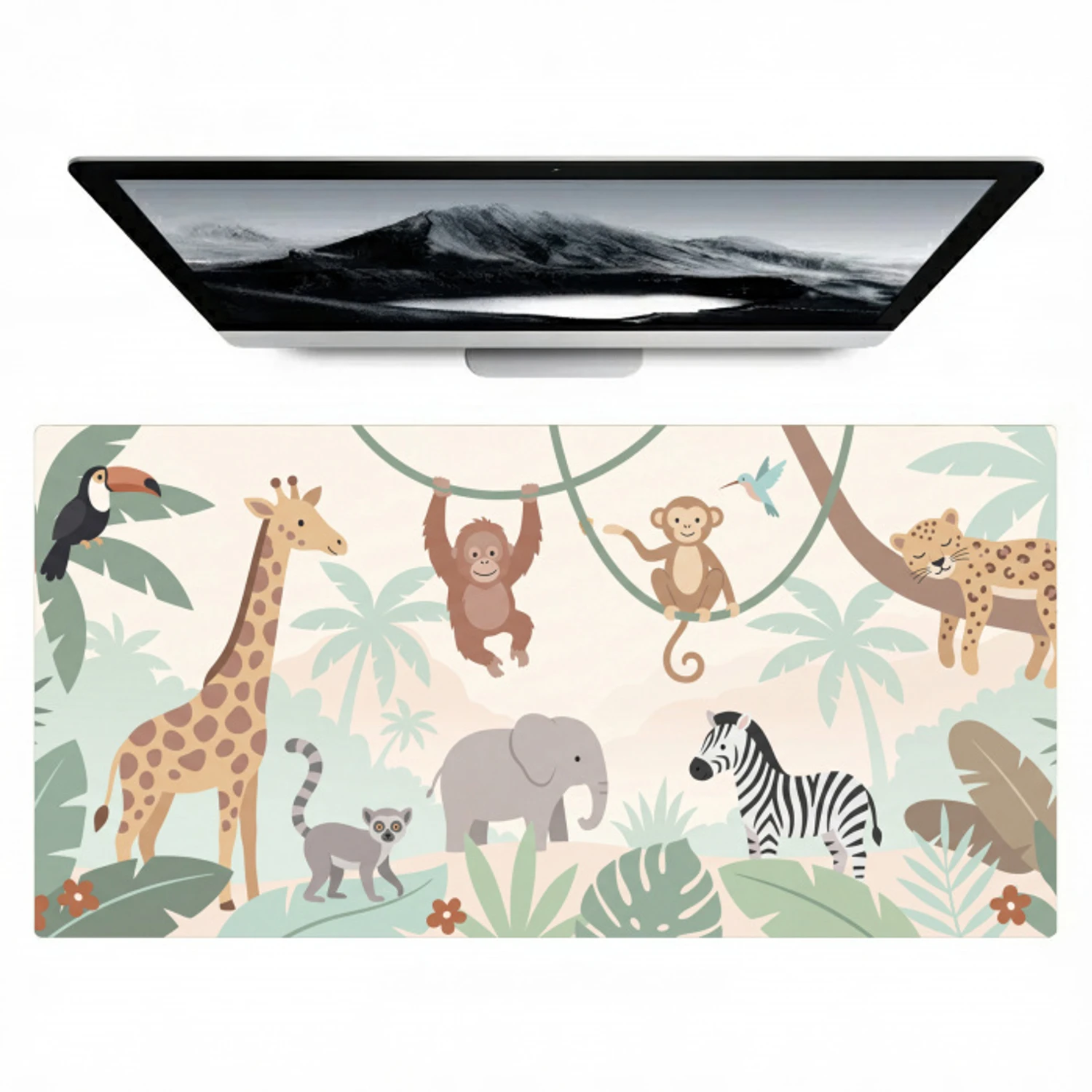 Jungle - Dieren - Groen Muismat XXL klein -zzz3d