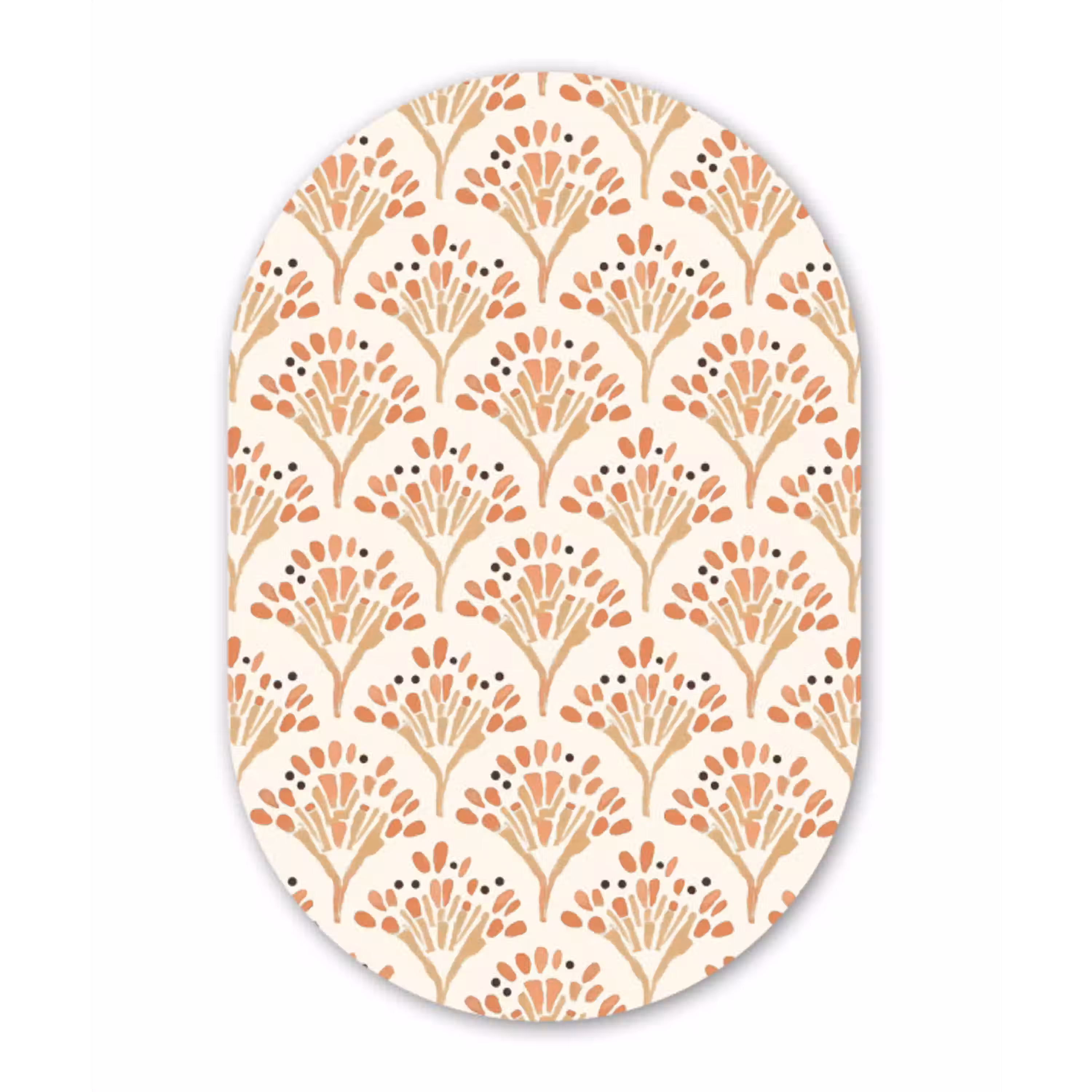 Terracotta - Waaiers - Schilderachtig - Patroon Wandcirkel Ovaal Glas middel 847 -3d
