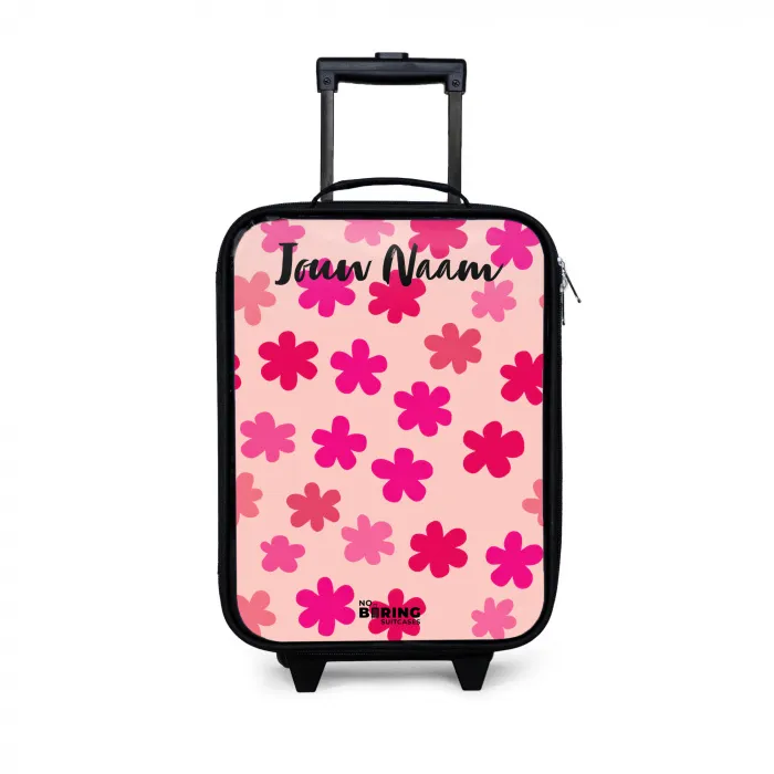 Bloemen - Patroon - Roze Kinderkoffer - Zwart klein -3d