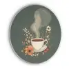 Kop - Bloemen - Groen - Koffie Akoestische PET Vilt - Rond klein -3d