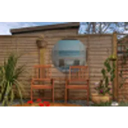 Doorkijk - Strandstoelen - Duinen - Zee - Natuur Wandcirkel tuinposter met ringen klein -buiten3