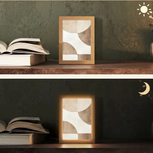 Snijdende cirkels - Overlappende vlakken Light Box met kabel (Tafellamp) klein -sfeer3