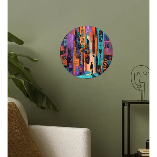 Abstract - Figuren - Kleurrijk Wandcirkel behangsticker klein -sfeer2