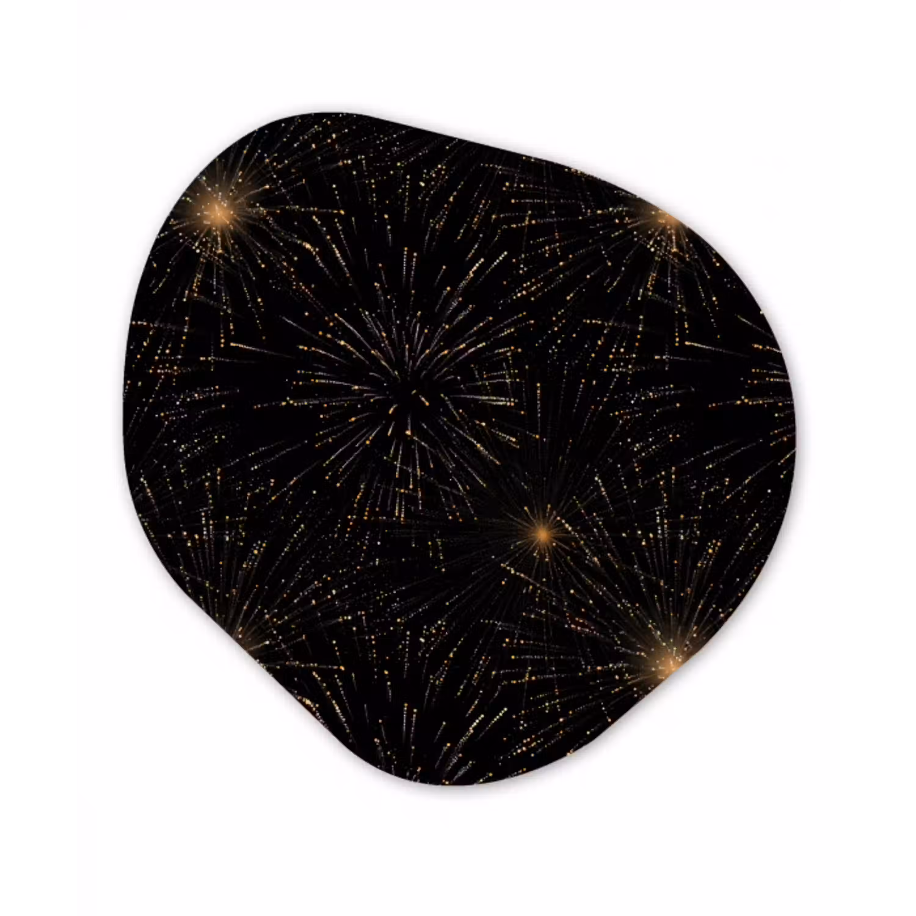 Vuurwerk - Patroon - Feestelijk - Goud - Zwart Wandcirkel Organisch Aluminium middel 851 -3d