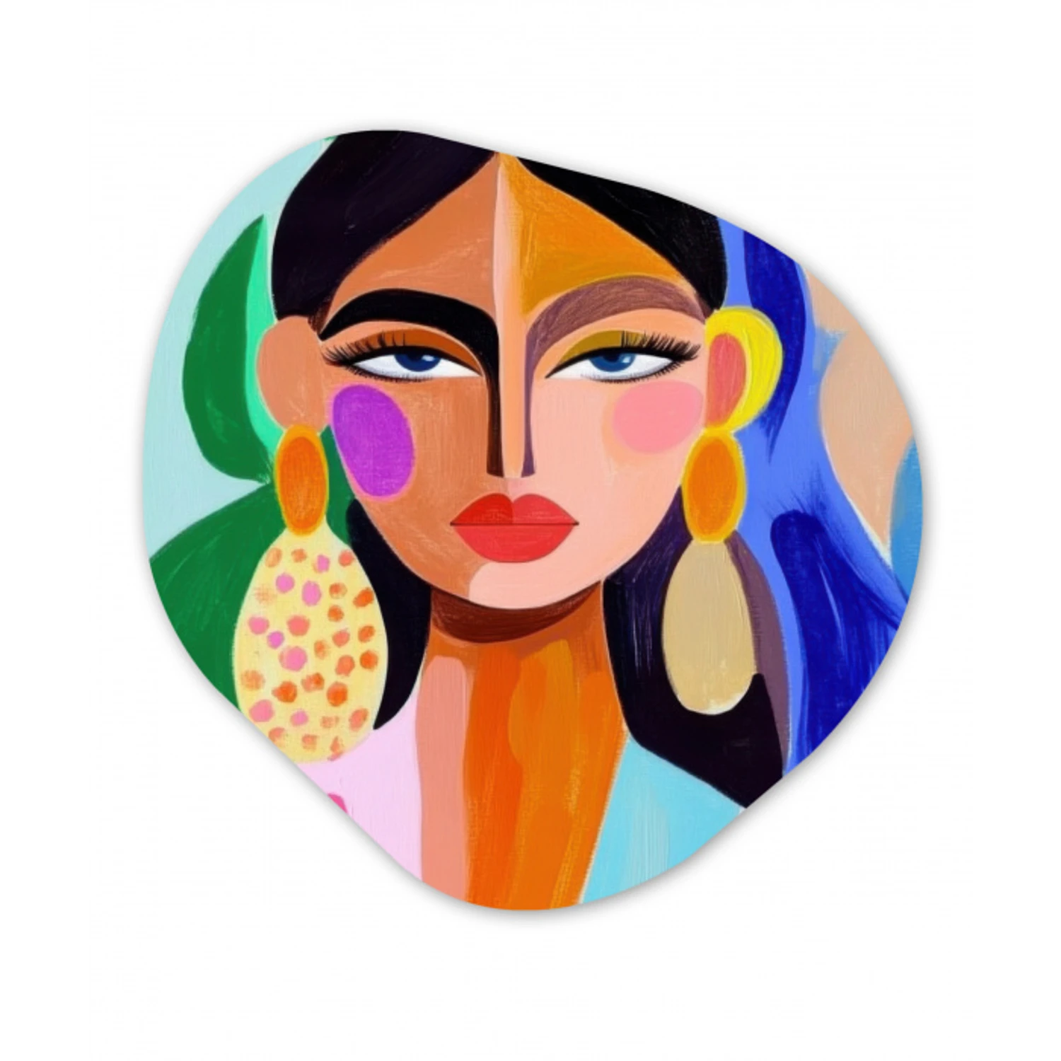 Portret - Vrouw - Modern Wandcirkel Organisch Forex 3mm klein -3d