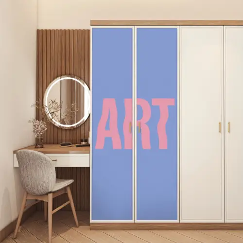 Art - Roze - Blauw deurposter klein -sfeer3