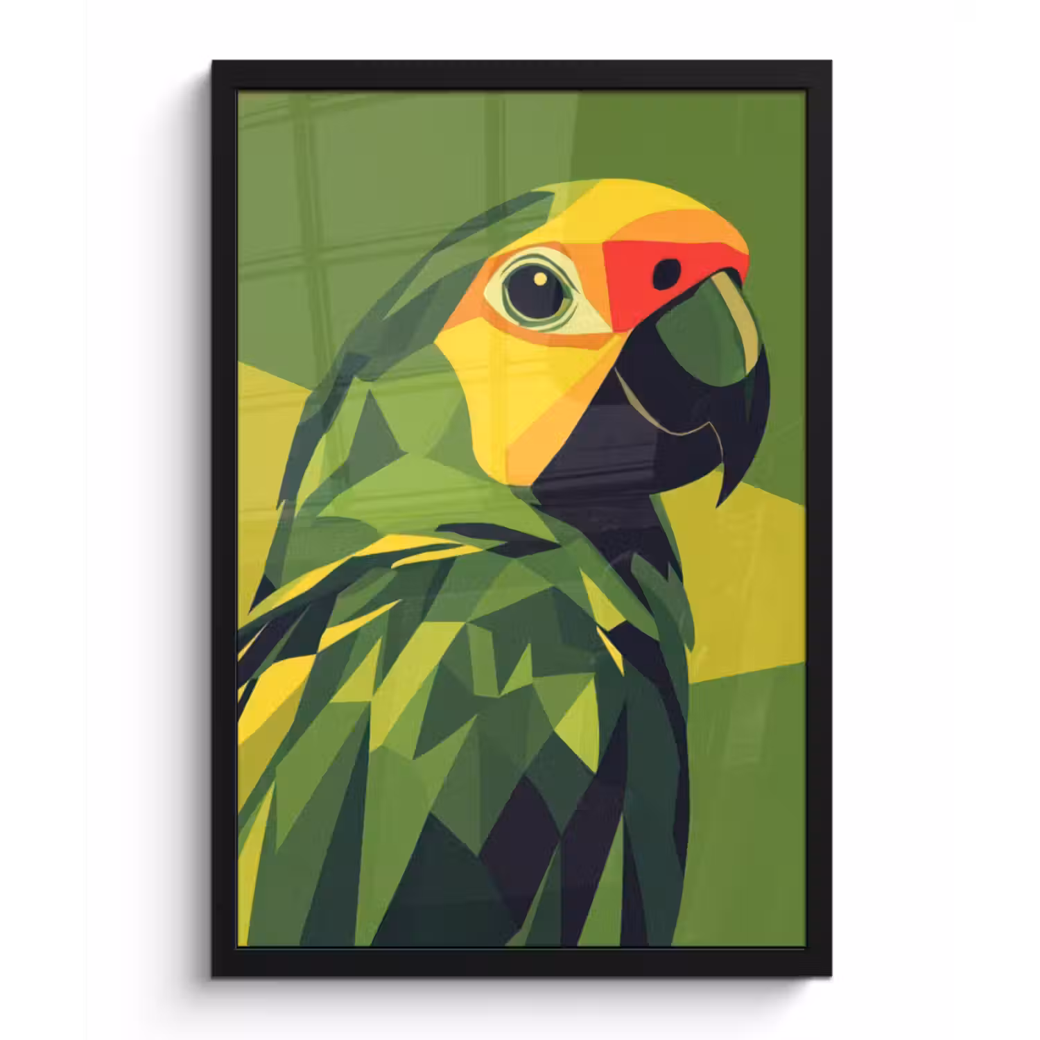 Poster met lijst - Papegaai - Groen - Snavel - Abstract