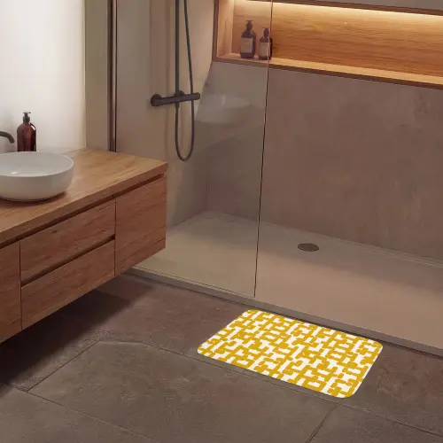 Geel - Beige - Patroon Badmat klein 997 -sfeer2