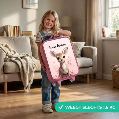 Hedwig hertje Kinderkoffer - Roze klein -sfeer2_NL