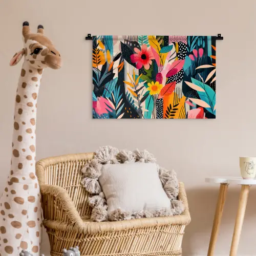 Schilderij - Abstract - Bloemen - Roze Wandkleed katoen klein -wsfeer5_kind