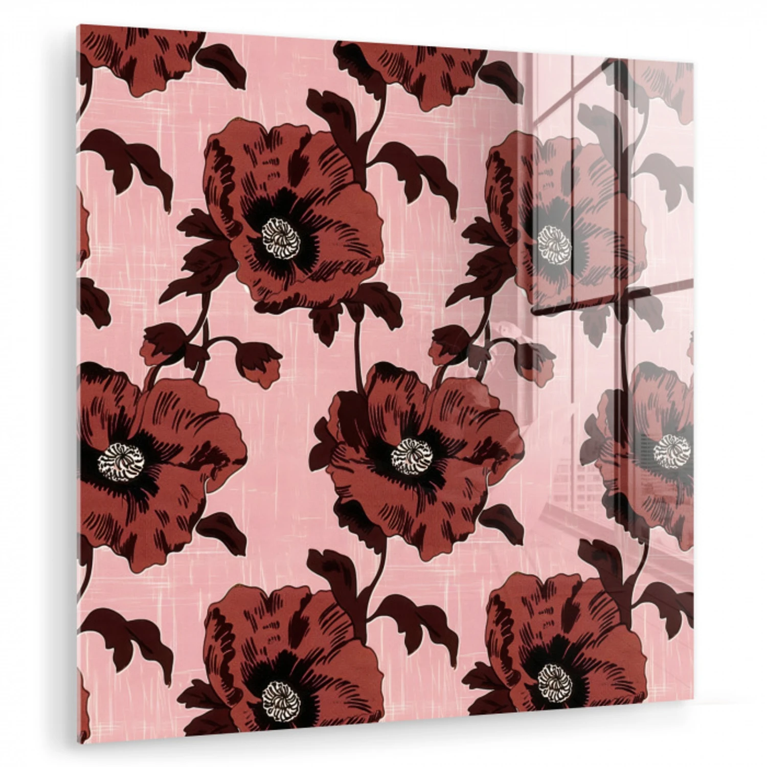 Bloemen - Retro - Rood plexiglas 5mm klein 11 -zzzproduct_nieuw