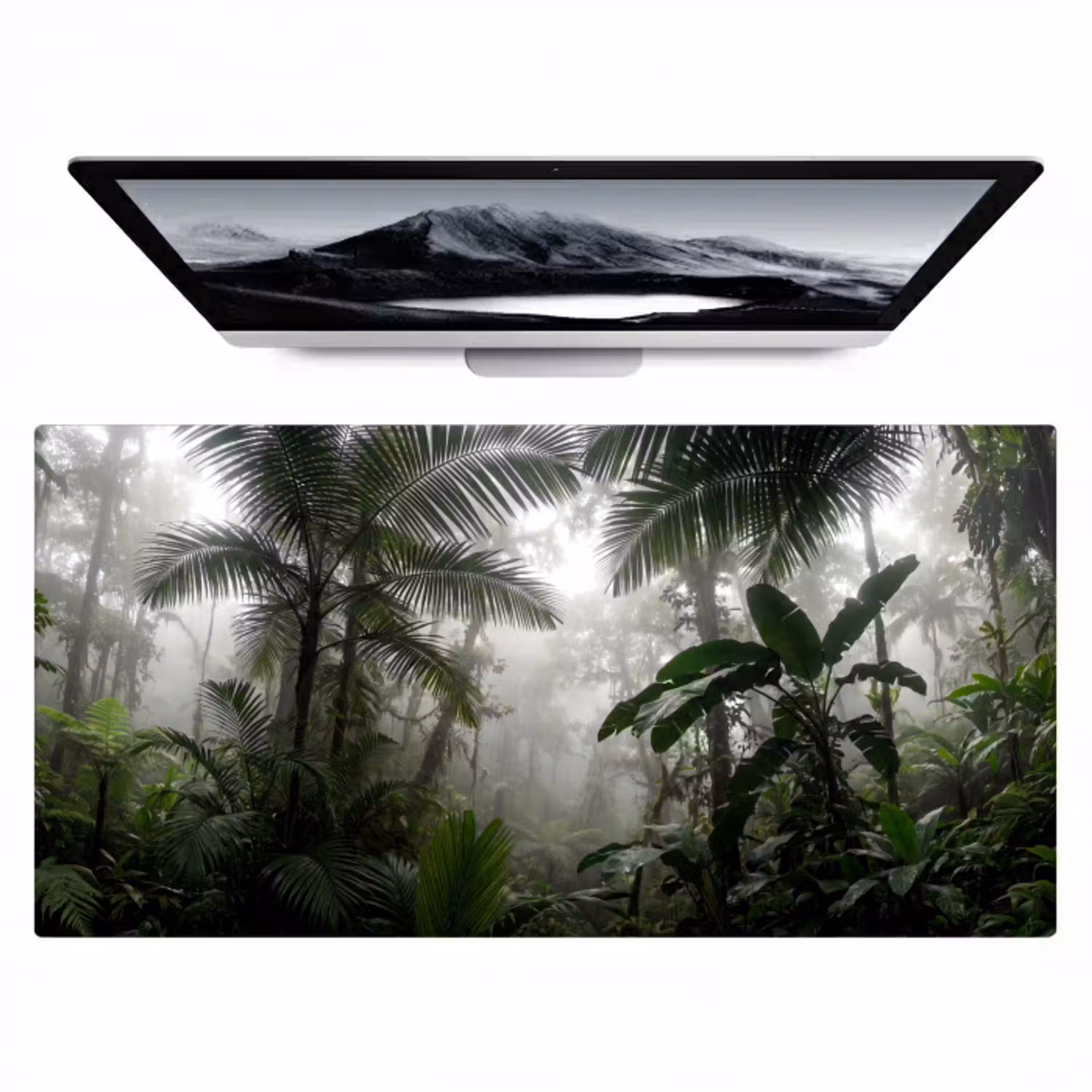 Natuur - Jungle - Mist - Groen - Bladeren Muismat XXL klein -zzz3d