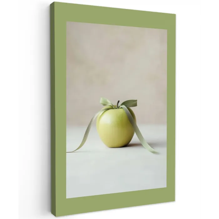 Groen - Appel - Strikje Tuinposter op houten frame 2 cm dik klein -3d