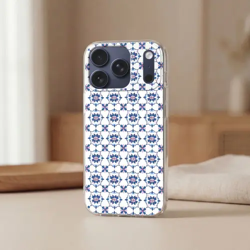 Modern - Patroon - Blauw - Roze Telefoonhoesje iPhone 17 Pro klein 878 -sfeer2