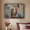 Geschilderd - Abstract - Uil - Bruin Textielframe zwart klein -sfeer1
