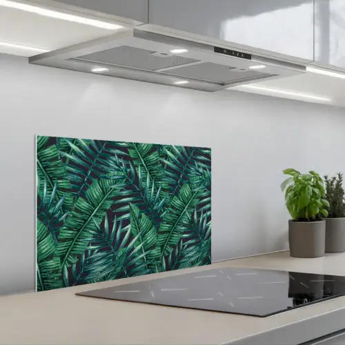 Bladeren - Tropisch - Jungle -  Natuur keuken achterwand spatscherm klein -3d_schuin