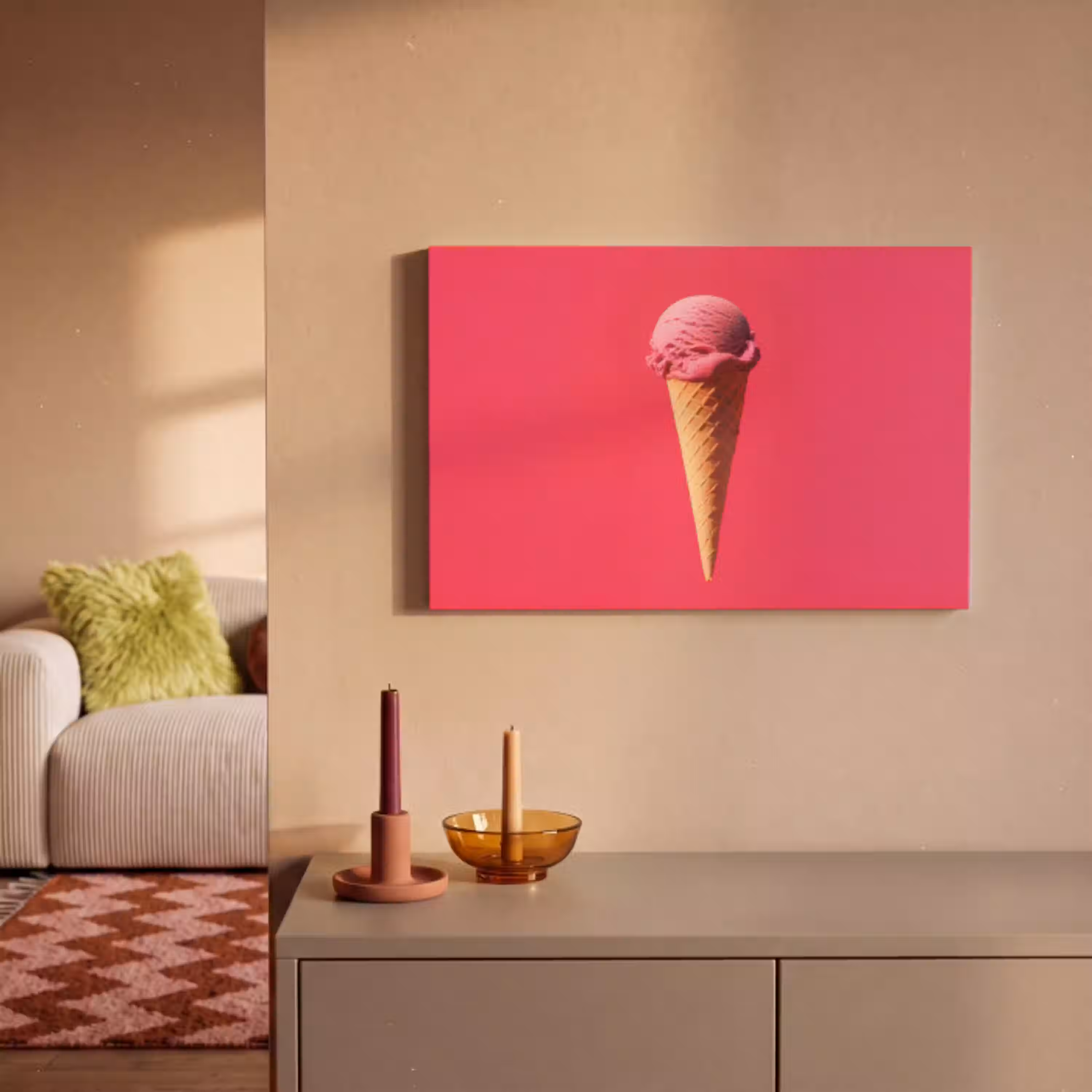Schepijs - Roze - Hoorntje canvas 2cm klein -sfeer1