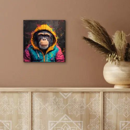 Graffiti - Chimpansee - Jas - Aap - Verf aluminium wit klein -sfeer4