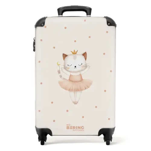 Ballerina kitten in beige kleuren NBS - Handbagage koffer - Volwassenen Unisex middel -productfoto_recht