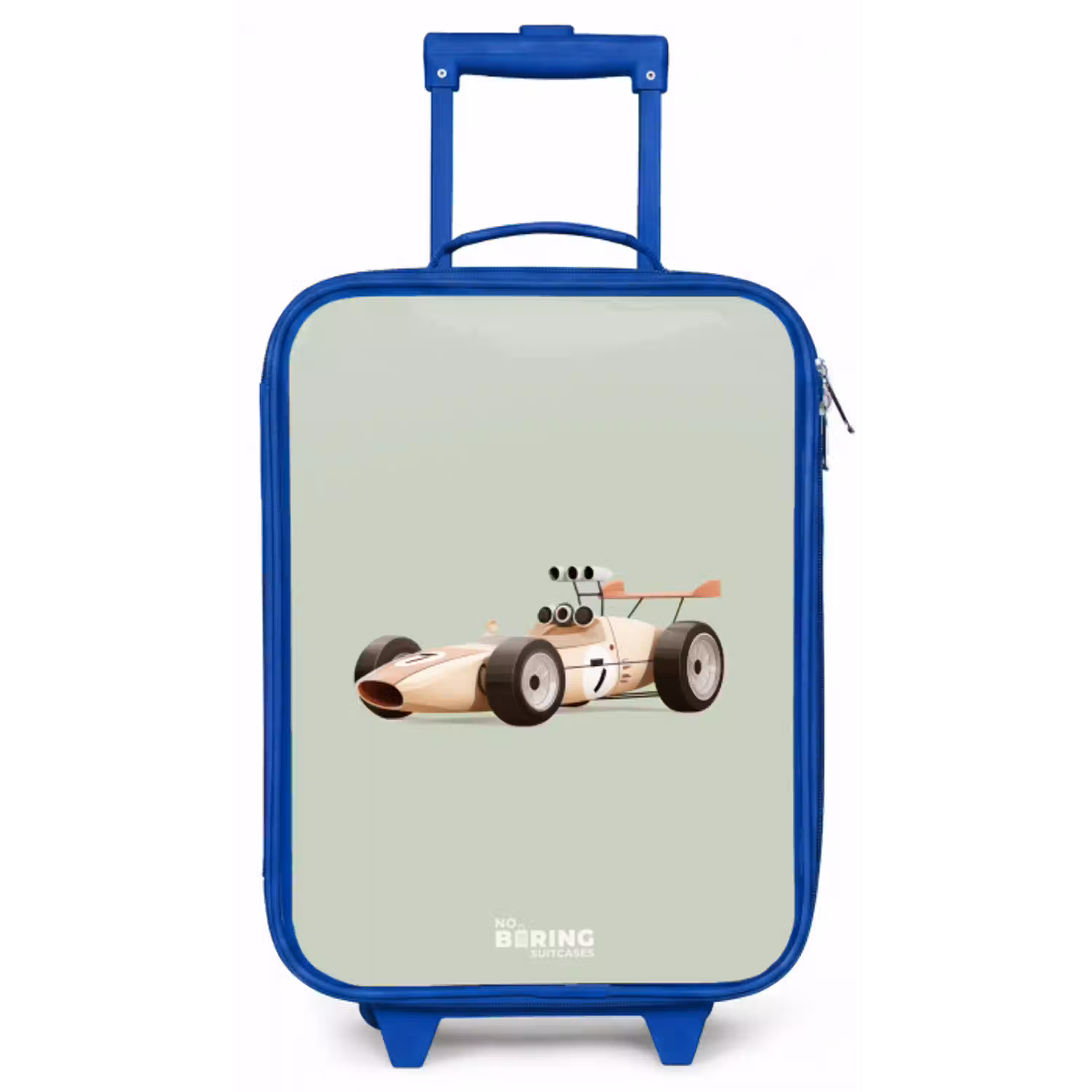 Beige retro raceauto op groen achtergrond Kinderkoffer - Blauw klein -zz3dotto
