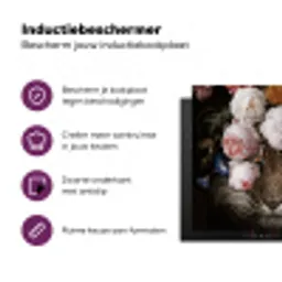 Bloemen - Jan Davidsz de Heem - Tijger - Schilderij - Stilleven - Oude meesters Inductie beschermer vinyl 3mm middel -zzzzzzz-cc-usp