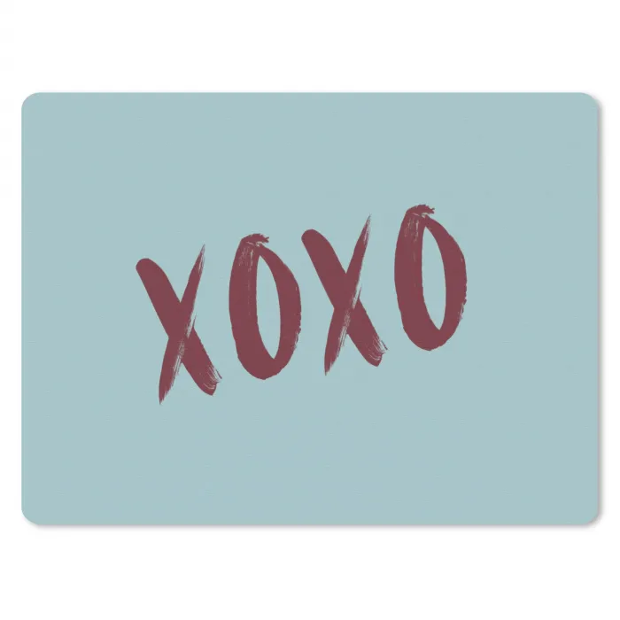 XOXO - Blauw - Rood muismat rubber klein -3d