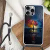 Boom - Blauw - Bladeren - Vakken Hoesje iPhone 16 Pro Max met koord klein -sfeer4