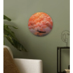 Zee - Boot - Wolken - Oranje Wandcirkel kunststof plaat 5mm dik klein -sfeer3