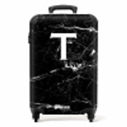 Letter T - Marmer look - Zwart NBS - Handbagage koffer - Unisex middel -productfoto_recht