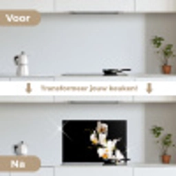Orchidee - Bloemen - Planten - Botanisch keuken achterwand spatscherm klein -voor_na_NL
