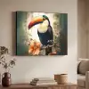 Toekan - Vogel - Bloemen - Planten Textielframe zwart klein -sfeer3