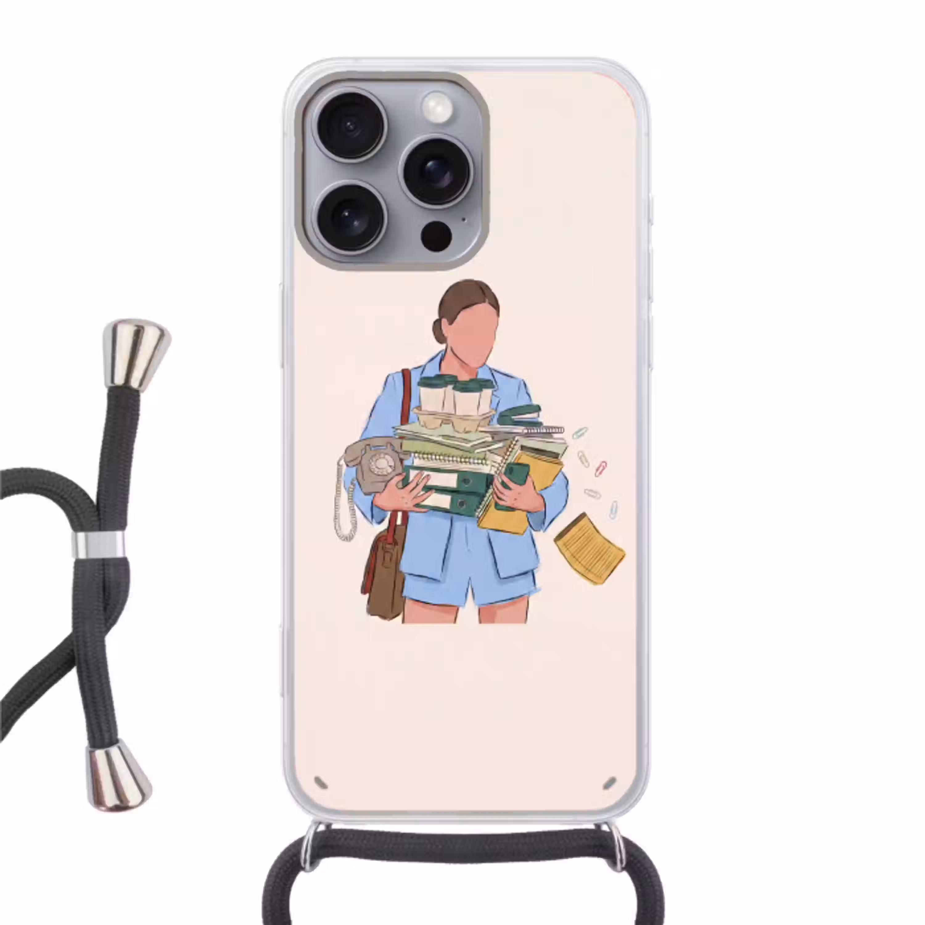 Mens - Kantoorartikelen - Werk - Modern Hoesje iPhone 16 Pro Max met koord klein -3d