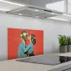 Vrouw - Retro - Discobal - Kus keuken achterwand spatscherm klein -3d_schuin