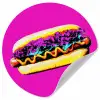 Hotdog - Roze - Retro Wandcirkel behangsticker klein -3d
