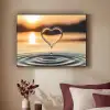 Hart - Water - Zonsondergang - Natuur - Zen Textielframe zwart klein -sfeer1