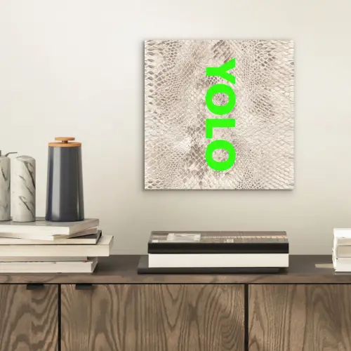 YOLO - Groen - Neon - Slangenprnt aluminium wit klein -sfeer1