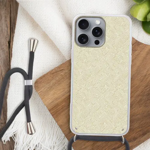 Geometrisch - Lijnen - Groen Hoesje iPhone 16 Pro Max met koord klein 804 -sfeer4