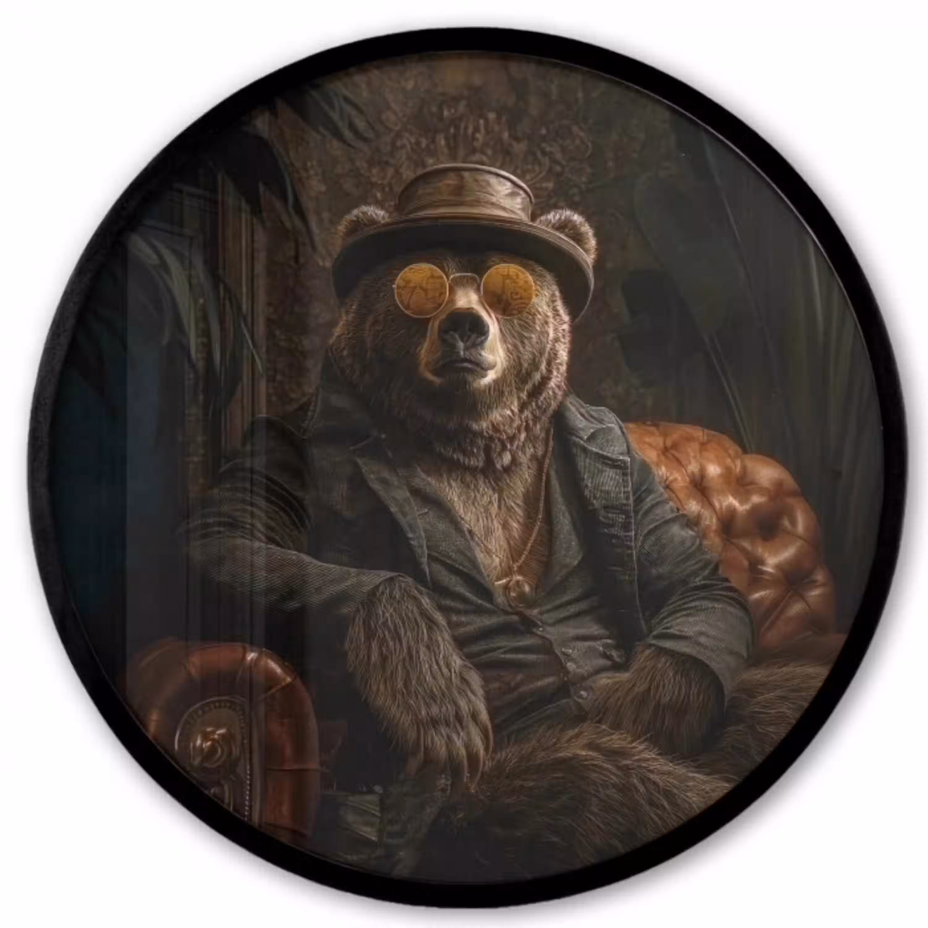 Beer - Bruin - Pak - Hoed Fotolijst rond zonder passe partout klein -3d