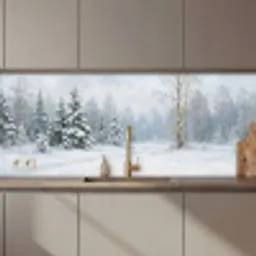 Bospad - Dennen - Sneeuw - Winter - Rustgevend keuken achterwand 2 middel zz_3dshopping
