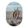 Scheepsstuur - Hout - Bruin - Zand Wandcirkel Ovaal Glas middel -3d