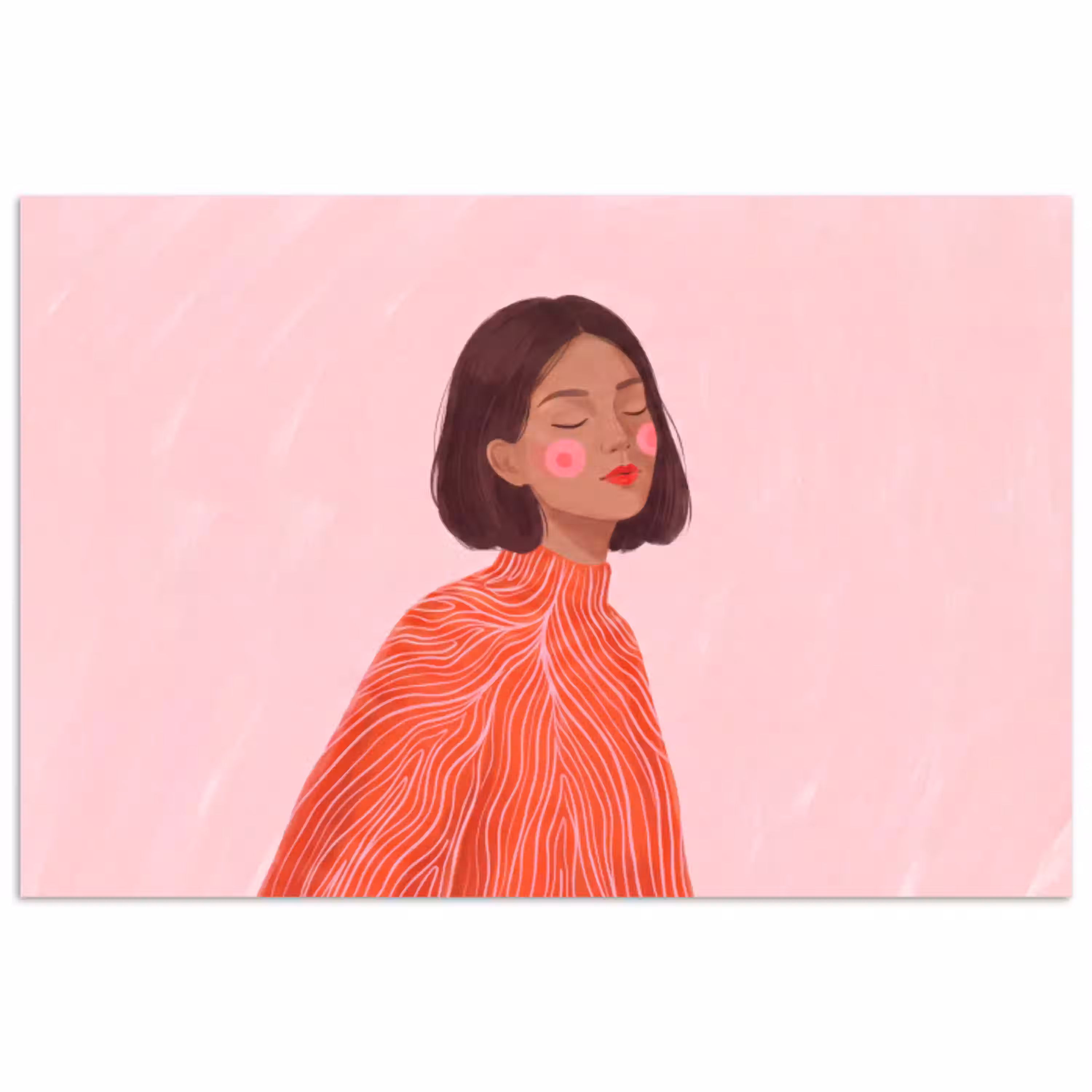 Vrouw - Portret - Modern - Kunst - Roze poster papier klein -3d
