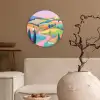 Landschap - Paars - Pastel - Huizen Wandcirkel plexiglas klein -sfeer1