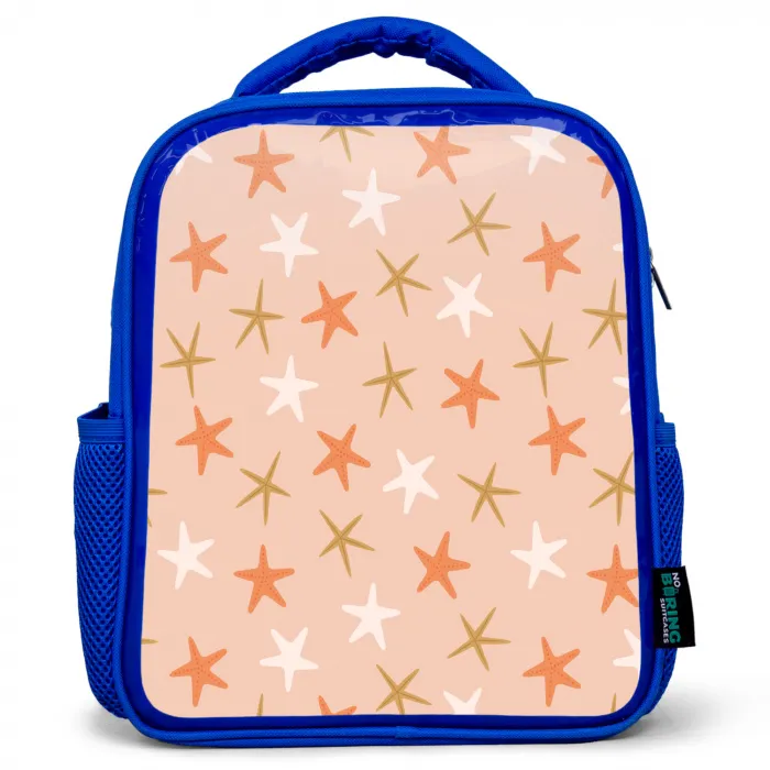 Zee - Dieren - Roze - Zeesterren Kinderrugzak - Blauw middel 862 -3d