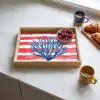 Koraal - Verfstructuur - Rood - Blauw Dienblad Rechthoek middel -sfeer2