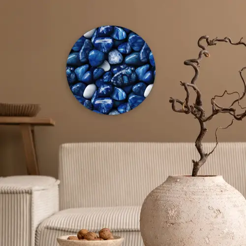Luxe - Blauwe - Marmer - Stenen Wandcirkel plexiglas klein 852 -sfeer1