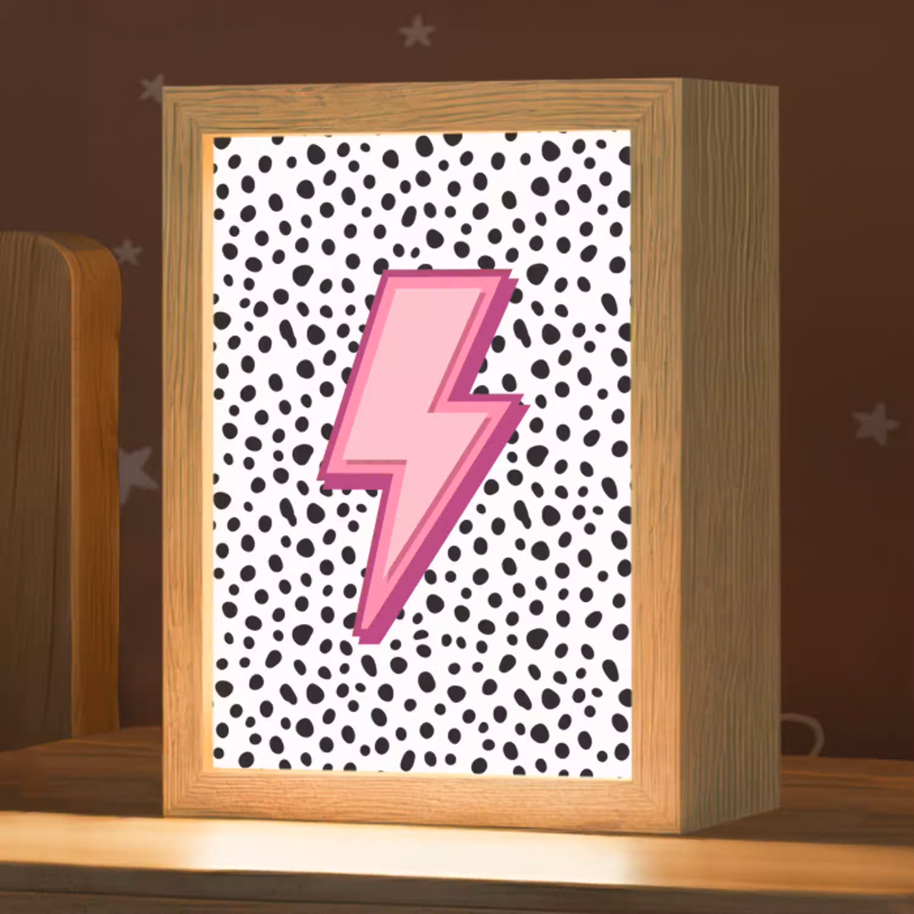 Bliksem - Roze - Stippen Light Box met kabel (Kinderlampje) klein -zzz_3d_website