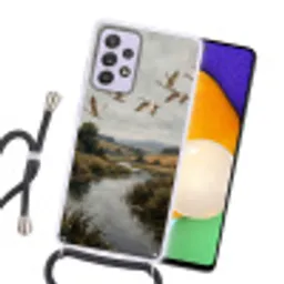 Eenden - Rivier - Landschap - Vlucht - Nostalgisch Hoesje Samsung Galaxy A52 5G met koord klein -sfeer1